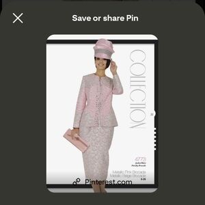 Metallic Pink Brocade Skirt Suit